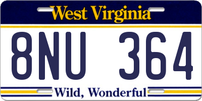 WV license plate 8NU364