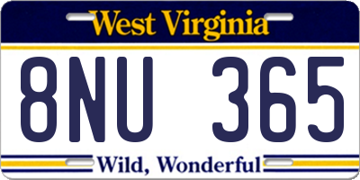 WV license plate 8NU365