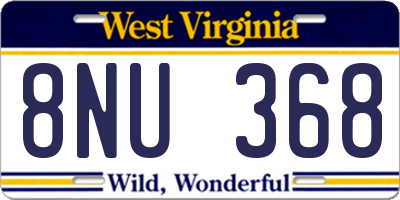 WV license plate 8NU368
