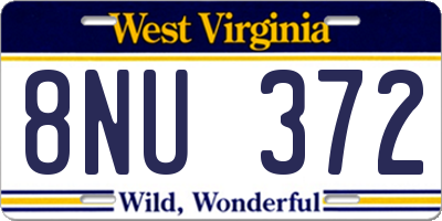 WV license plate 8NU372
