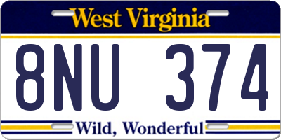 WV license plate 8NU374
