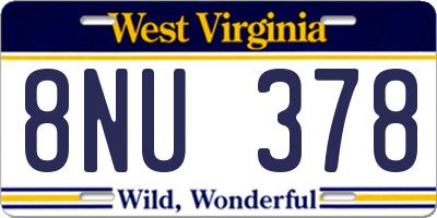 WV license plate 8NU378