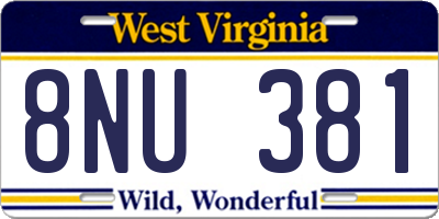 WV license plate 8NU381