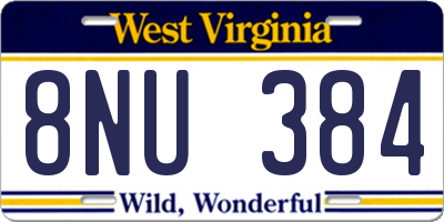 WV license plate 8NU384