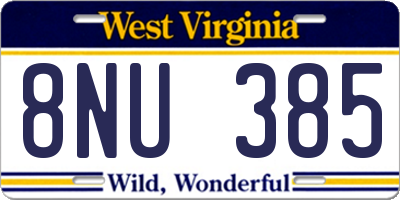 WV license plate 8NU385