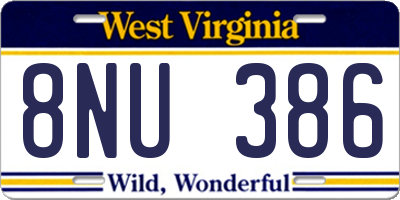 WV license plate 8NU386