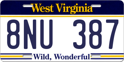 WV license plate 8NU387