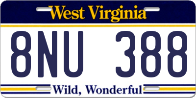 WV license plate 8NU388