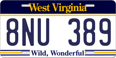 WV license plate 8NU389
