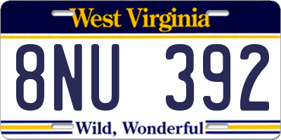 WV license plate 8NU392