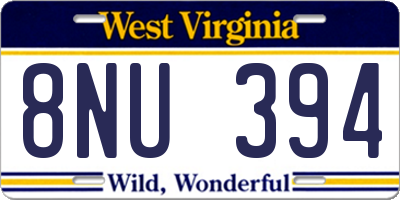 WV license plate 8NU394