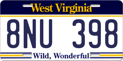 WV license plate 8NU398