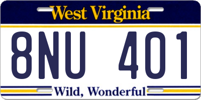 WV license plate 8NU401