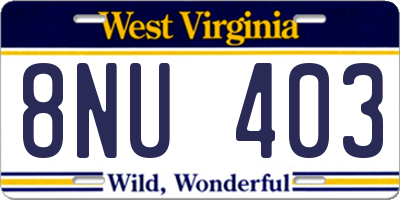 WV license plate 8NU403
