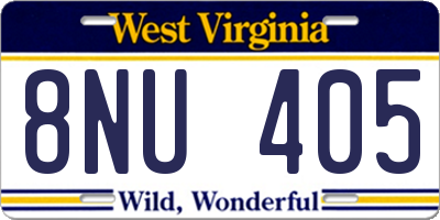 WV license plate 8NU405