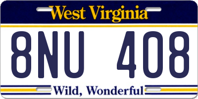 WV license plate 8NU408
