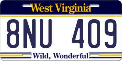 WV license plate 8NU409