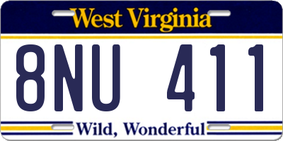 WV license plate 8NU411