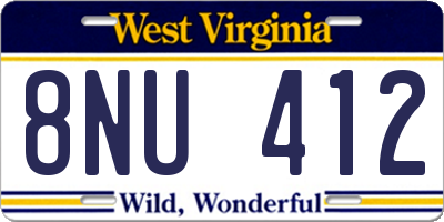 WV license plate 8NU412