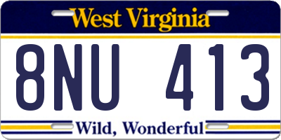 WV license plate 8NU413