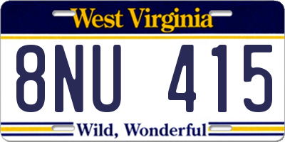 WV license plate 8NU415