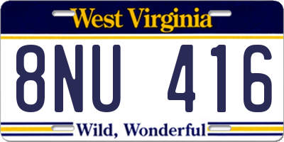 WV license plate 8NU416