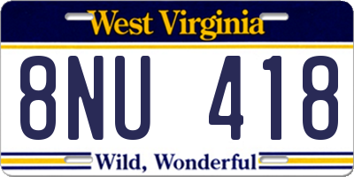 WV license plate 8NU418