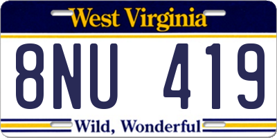 WV license plate 8NU419