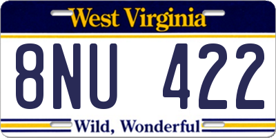 WV license plate 8NU422
