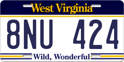 WV license plate 8NU424