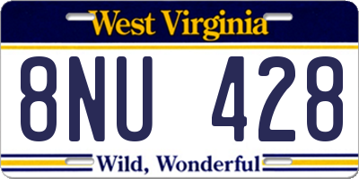 WV license plate 8NU428