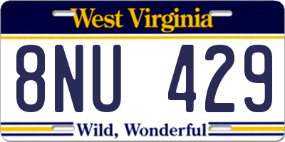 WV license plate 8NU429