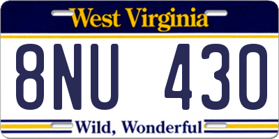 WV license plate 8NU430