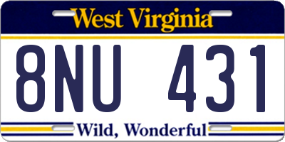 WV license plate 8NU431
