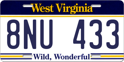 WV license plate 8NU433