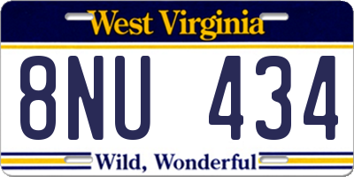 WV license plate 8NU434