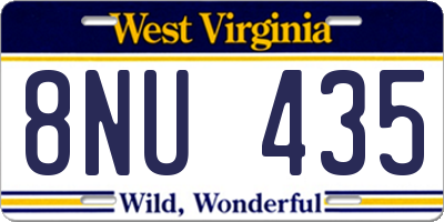 WV license plate 8NU435