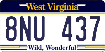 WV license plate 8NU437