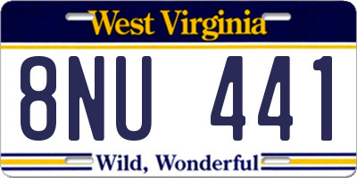 WV license plate 8NU441