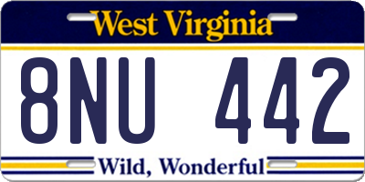 WV license plate 8NU442