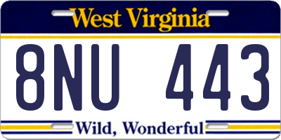WV license plate 8NU443