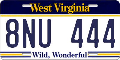 WV license plate 8NU444