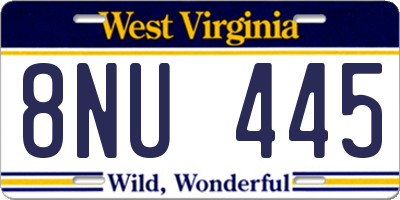 WV license plate 8NU445