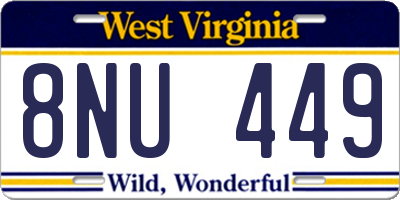 WV license plate 8NU449