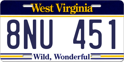 WV license plate 8NU451