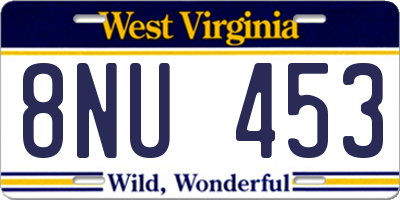 WV license plate 8NU453