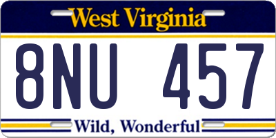 WV license plate 8NU457