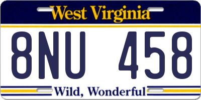WV license plate 8NU458