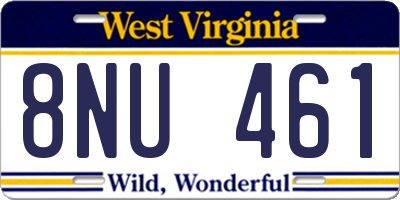 WV license plate 8NU461