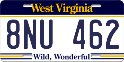 WV license plate 8NU462